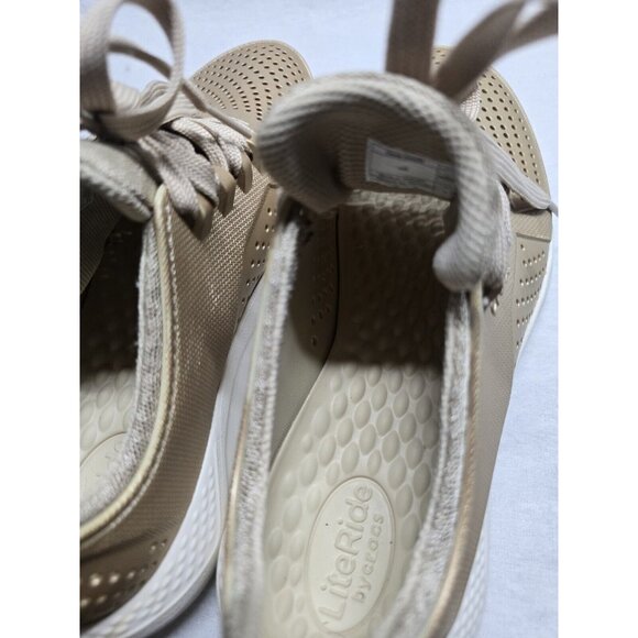 Crocs Lite Ride Pacer Perforated Champagne Sneakers Women’s Sz 8 Comfort Shoes - Picture 10 of 16
